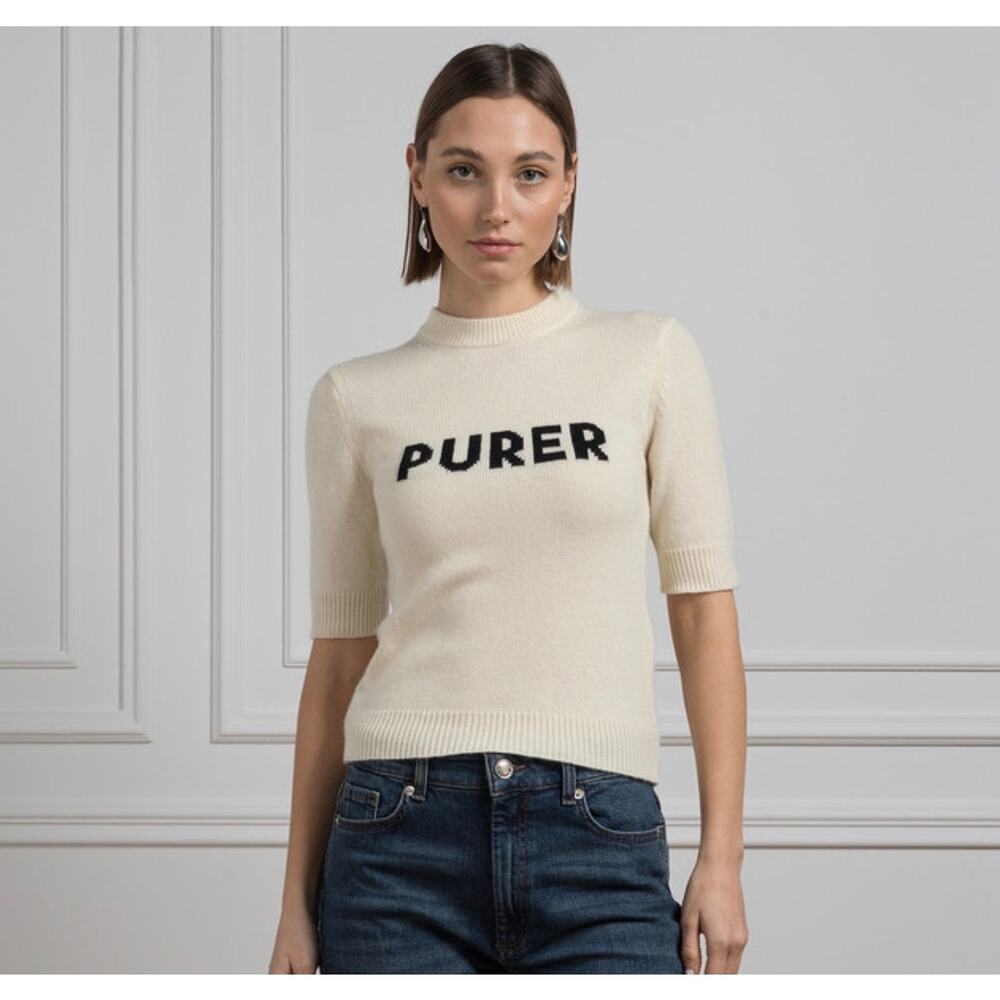Sportmax Womens Size Medium Sweater Top Vanilla Cream Knit Purer Wool Cashmere